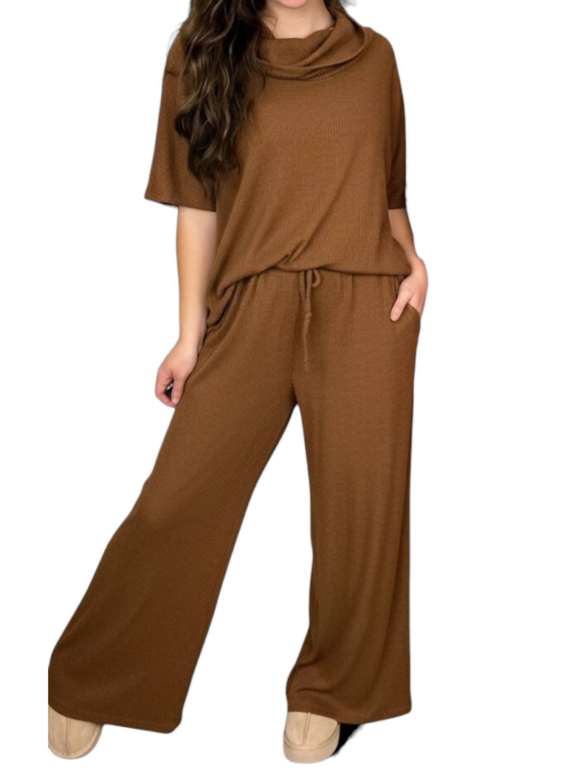 Dear Scarlett - Soft Moments High-rise Ribbed Wide Leg Set