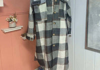 Unishe - Plaid Button Design Long Sleeve Shacket