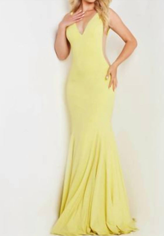 Jovani - Plunging V-neck Dress