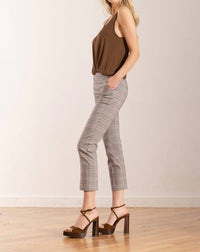 Avenue Montaigne Lulu Straight Cropped Pant in grey plaid - women's pants - detail view