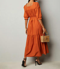 Pinch - Belted 3/4 Sleeve Maxi Dress