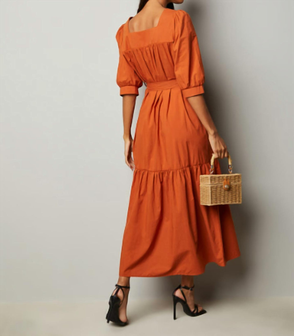 Pinch - Belted 3/4 Sleeve Maxi Dress