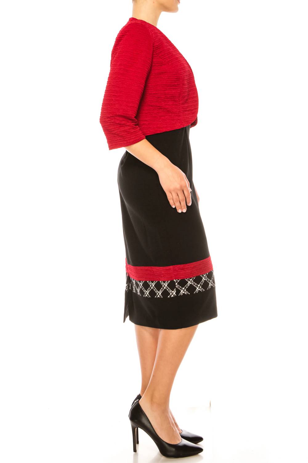 Maya Brooke - Contrast Pattern Cropped Jacket Dress