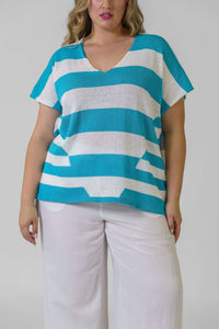 Mat Fashion - Stripe Knit Sweater - Plus