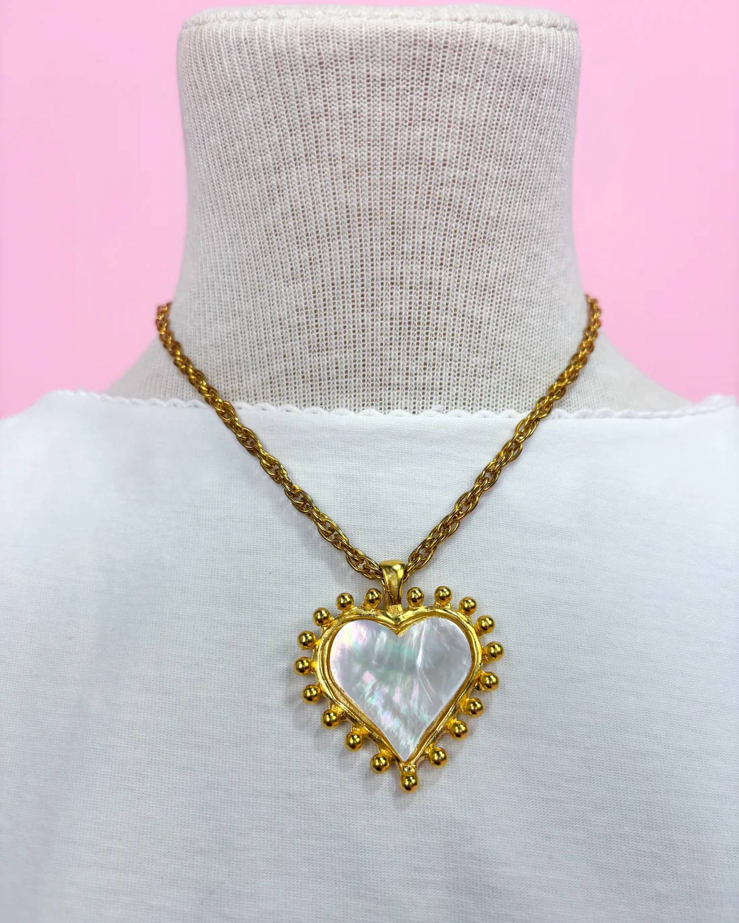 Susan Shaw - Mother Of Pearl Heart Necklace