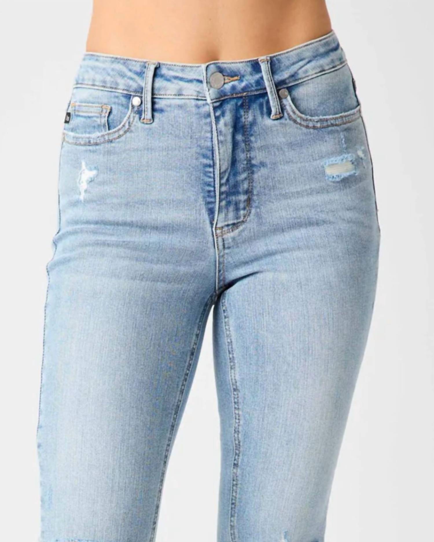 Judy Blue - Mid-rise Tummy Control Distressed Skinny Jeans
