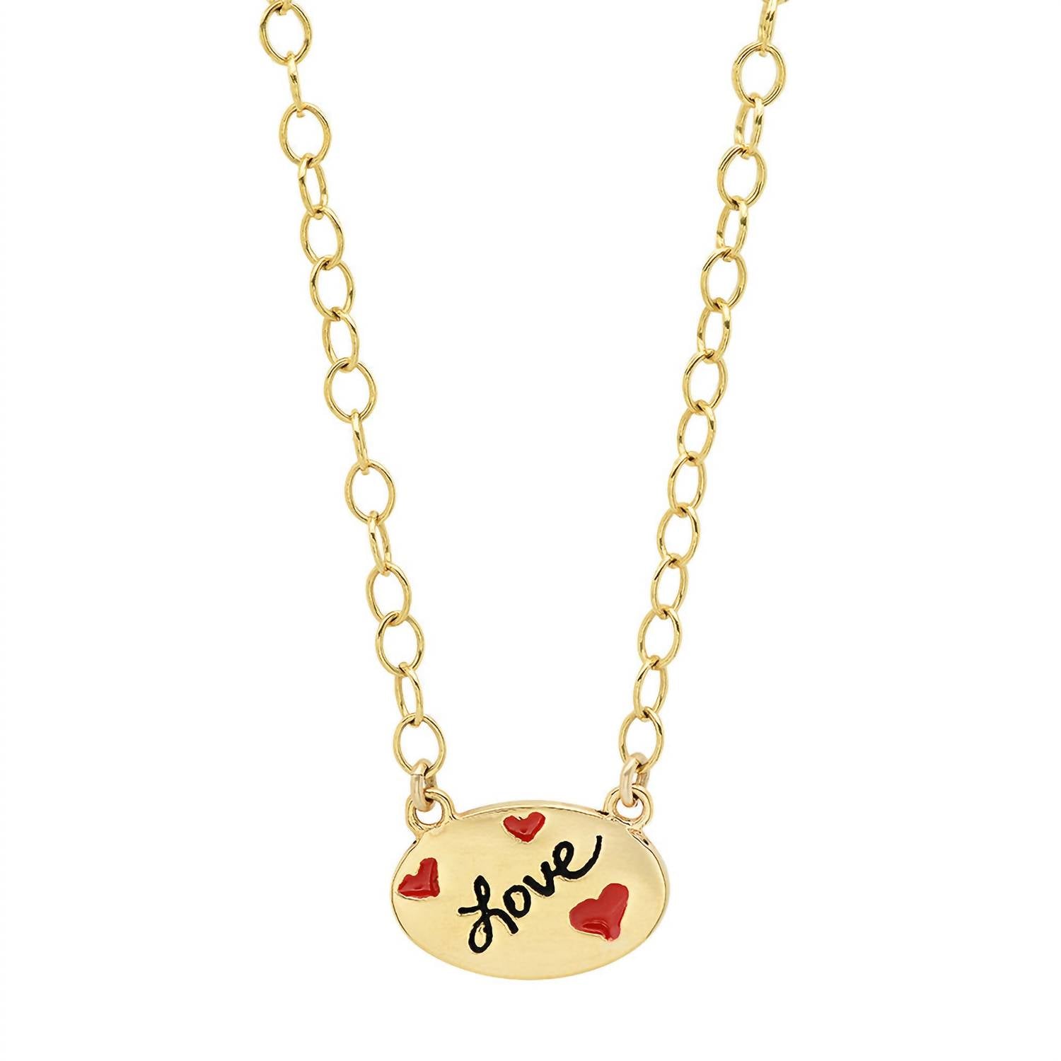 Jessica Elliot - Women's Enamel Oval Necklace - Love