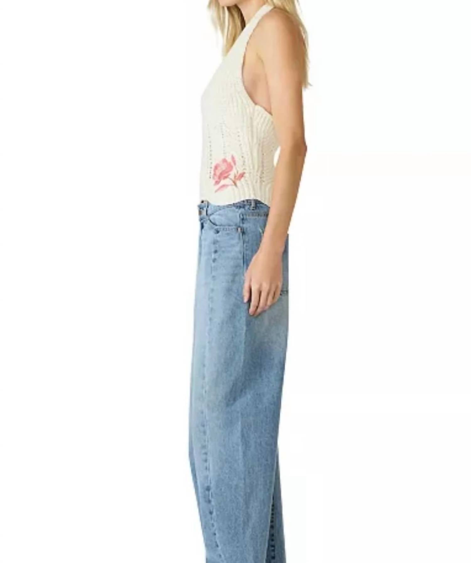 Steve Madden - Opal Floral Embroidered Crochet Knit Halter Top