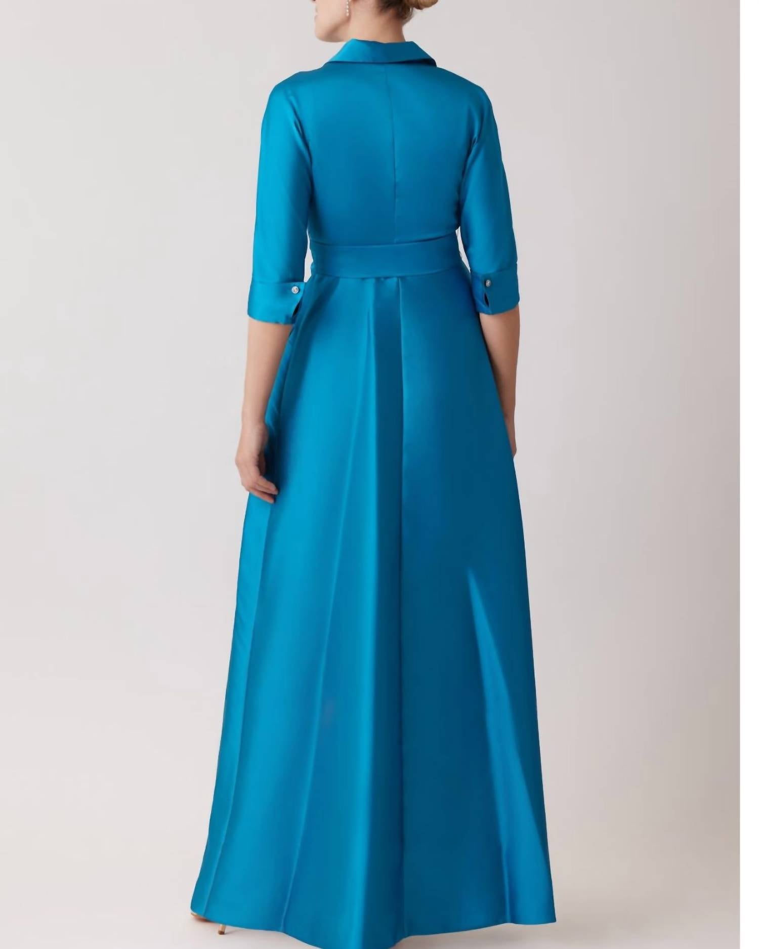 Teri Jon - Mikado Twill Shirt Waist Gown