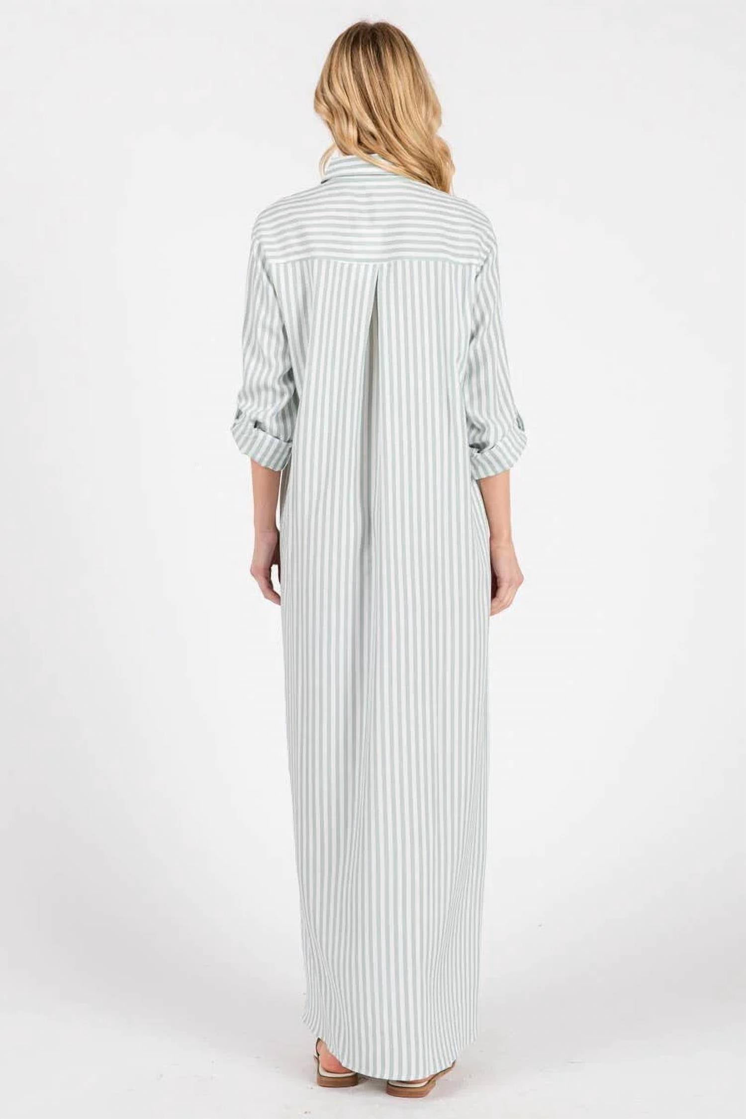 Peace Love Line - Seaside Striped Button Down Maxi Dress