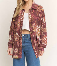 Heimish Usa - Paisley Button Down Shacket - Plus