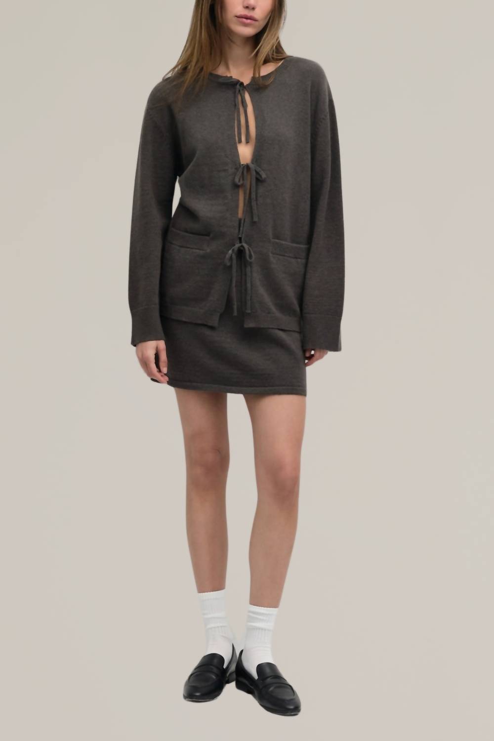 Mod Ref - Knit Sweater Tie Front Cardigan