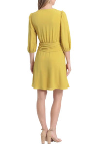 London Times - Quarter Sleeve Ruched Waist Short Dress