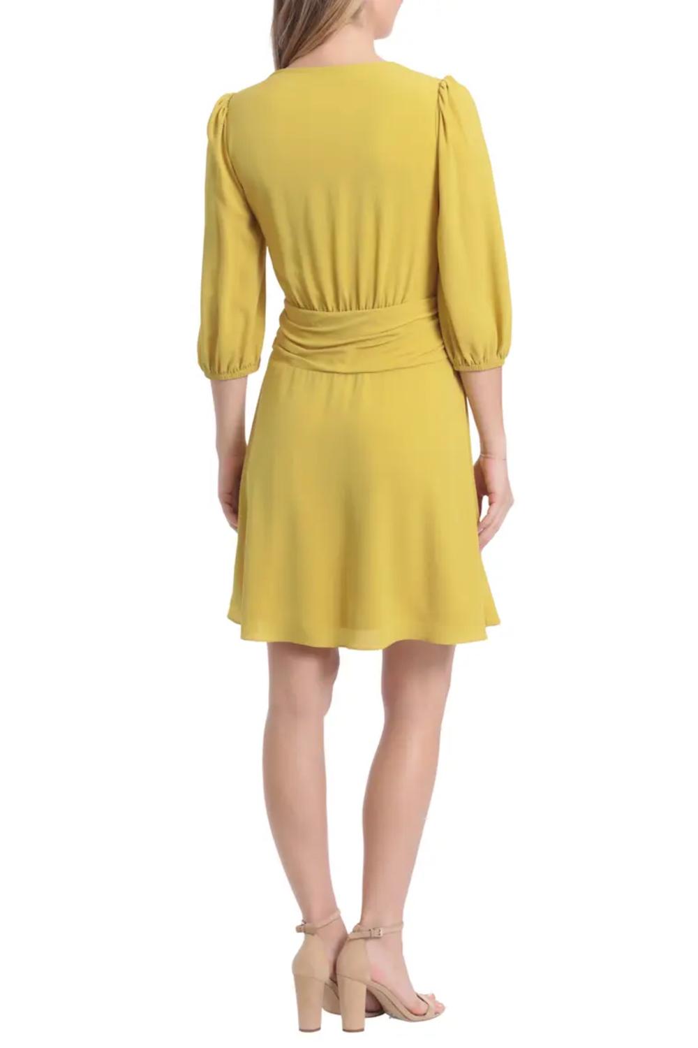 London Times - Quarter Sleeve Ruched Waist Short Dress