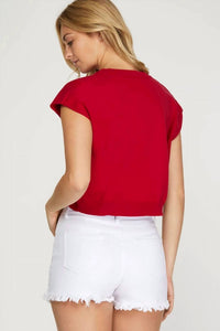 She + Sky - Short Sleeve Game Day Knit Top