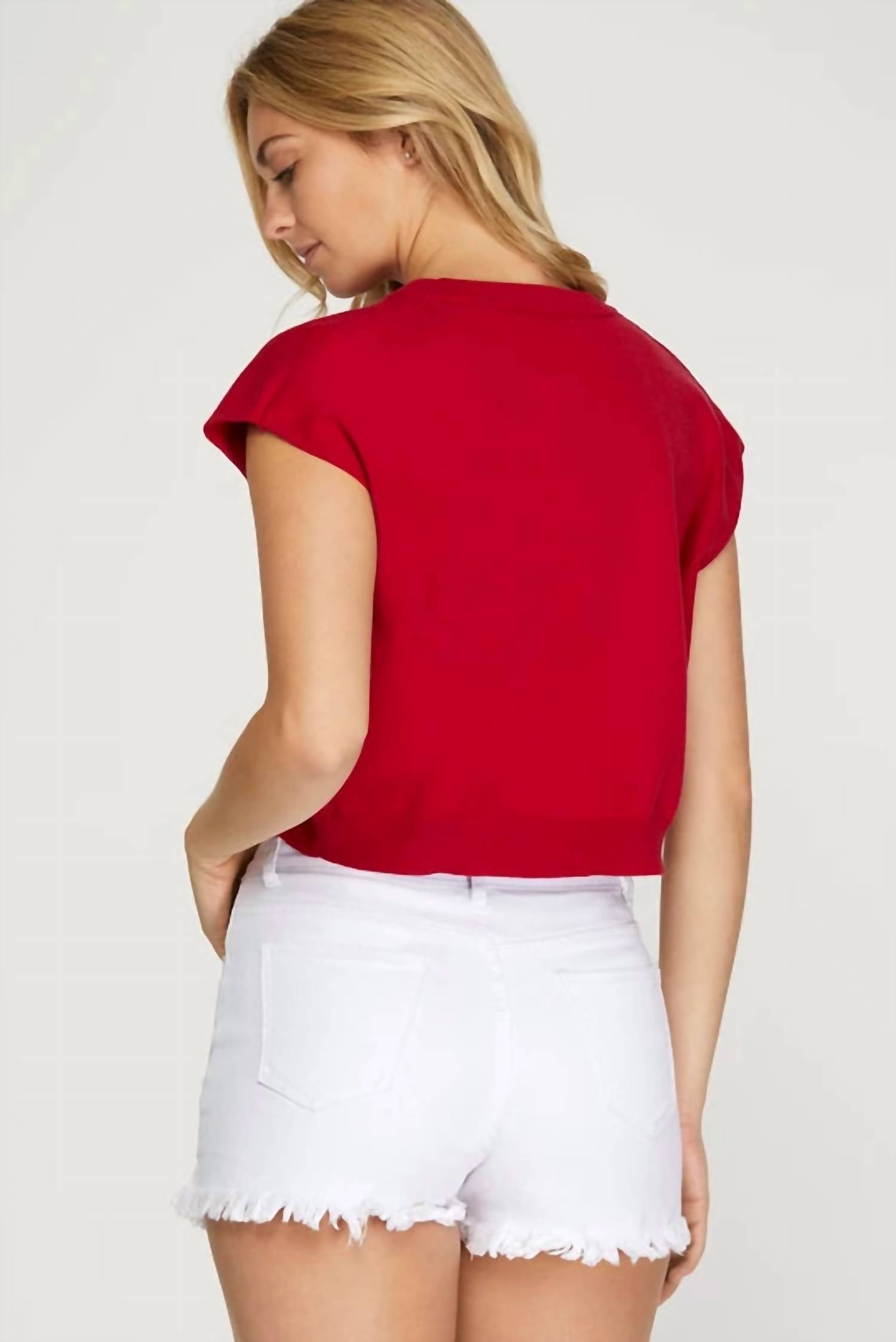 She + Sky - Short Sleeve Game Day Knit Top