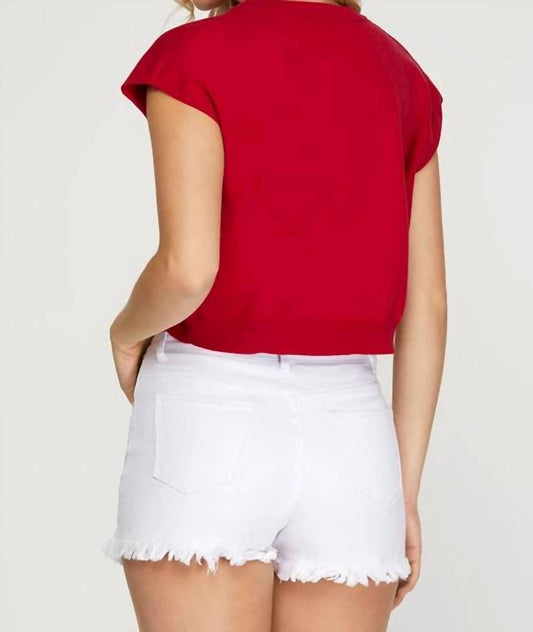 She + Sky - Short Sleeve Game Day Knit Top