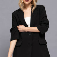 Another Love Baylor Notched Collar Long Sleeve Blazer in black - women's jacket - alternate view