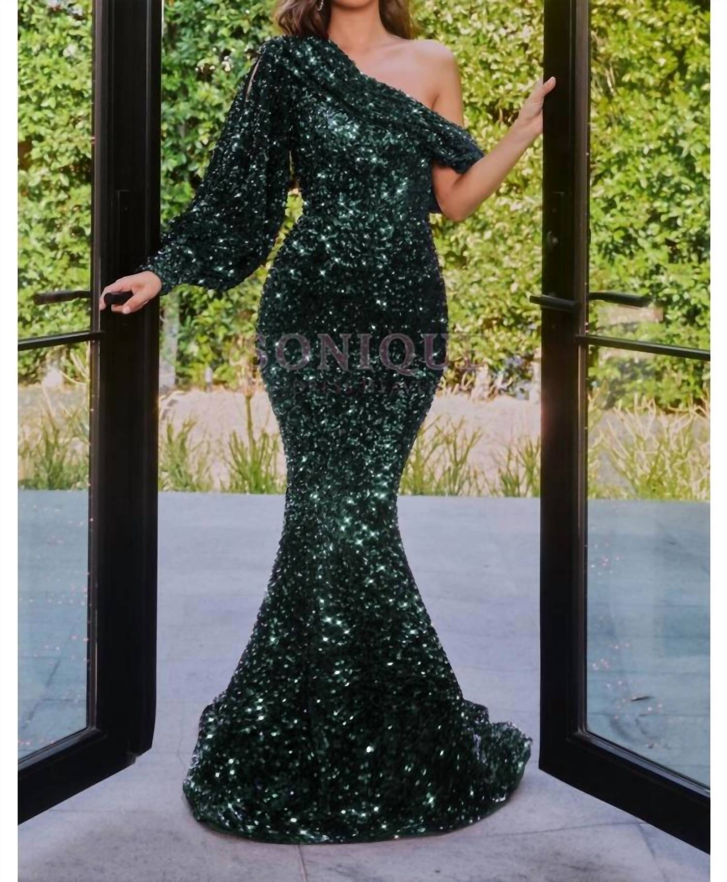 Portia&Scarlett - Single-sleeved Mermaid Evening Gown