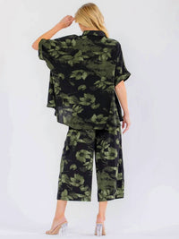 Little Secret Of Mine - Short Sleeve Blouse & Elastic Waist Pockets Pants 2-piece Set