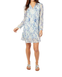 SAIL to SABLE Ruffle Hem Dress With Tassels in falling violets print - women's dress - detail view