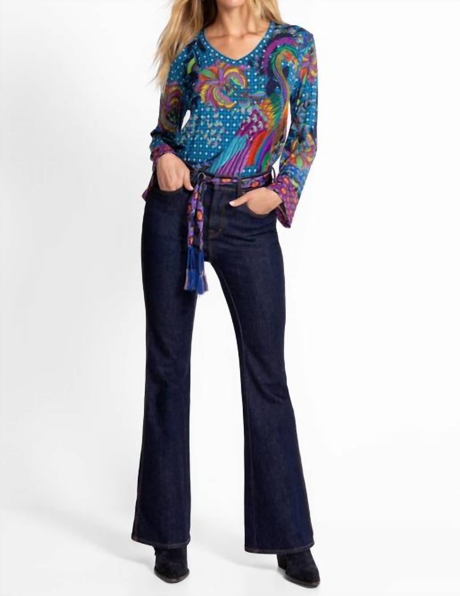 Johnny Was - JANIE FAVORITE V‑NECK KIMONO SLEEVE TEE