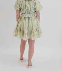 En Saison Savannah Bubble Sleeve Belted Mini Dress in green - women's dress - view 4