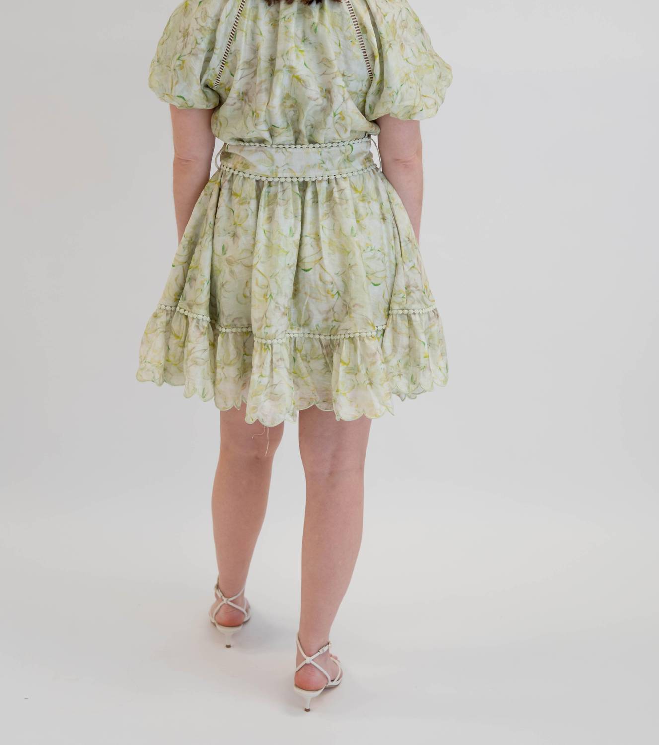 En Saison Savannah Bubble Sleeve Belted Mini Dress in green - women's dress - view 4