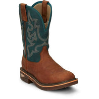 Justin Boots Men's Nano Comp-toe Commander Resistor Work Boot in russet turquoise - men's boots - detail view