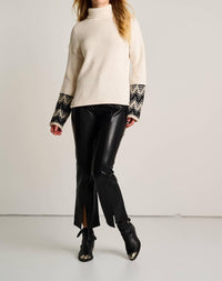 LISA TODD Wonderland Long Sleeve Sweater in snow - women's sweater - detail view