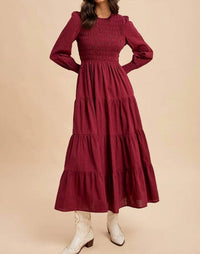 In-Loom - Smocked Swiss Dot Maxi Dress