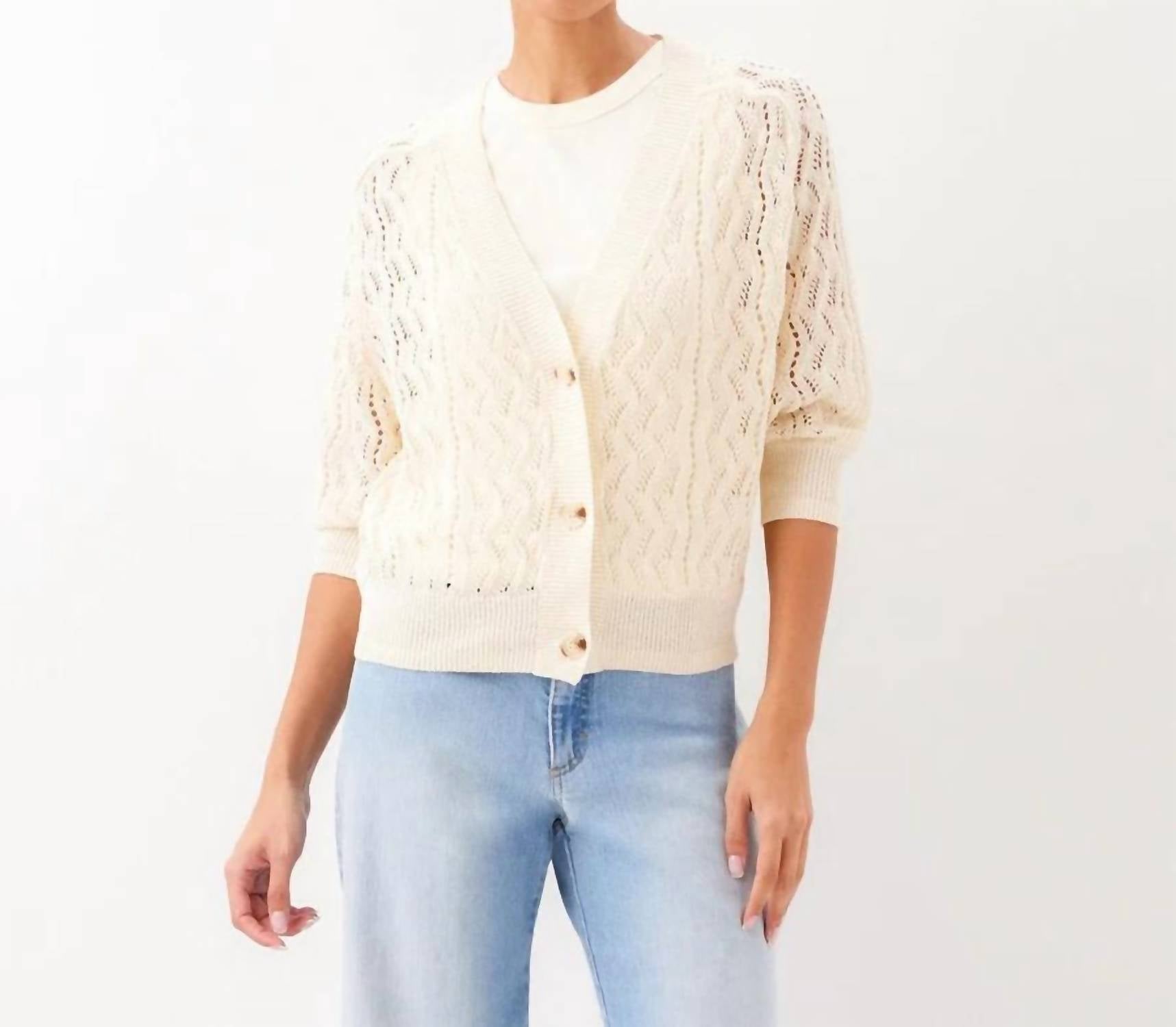Karen Kane - Puff Sleeve Cardigan Sweater