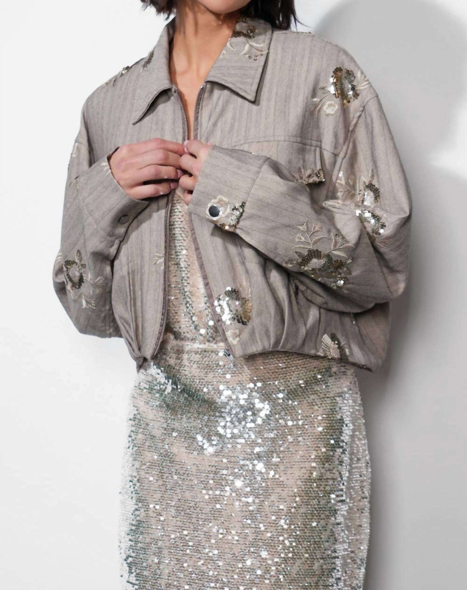 Greylin - Brielle Sequin Embroidered Jacket
