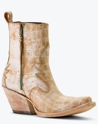 ARIAT Women's Jade Distressed Croc Print Boots in crema - women's shoe - alternate view