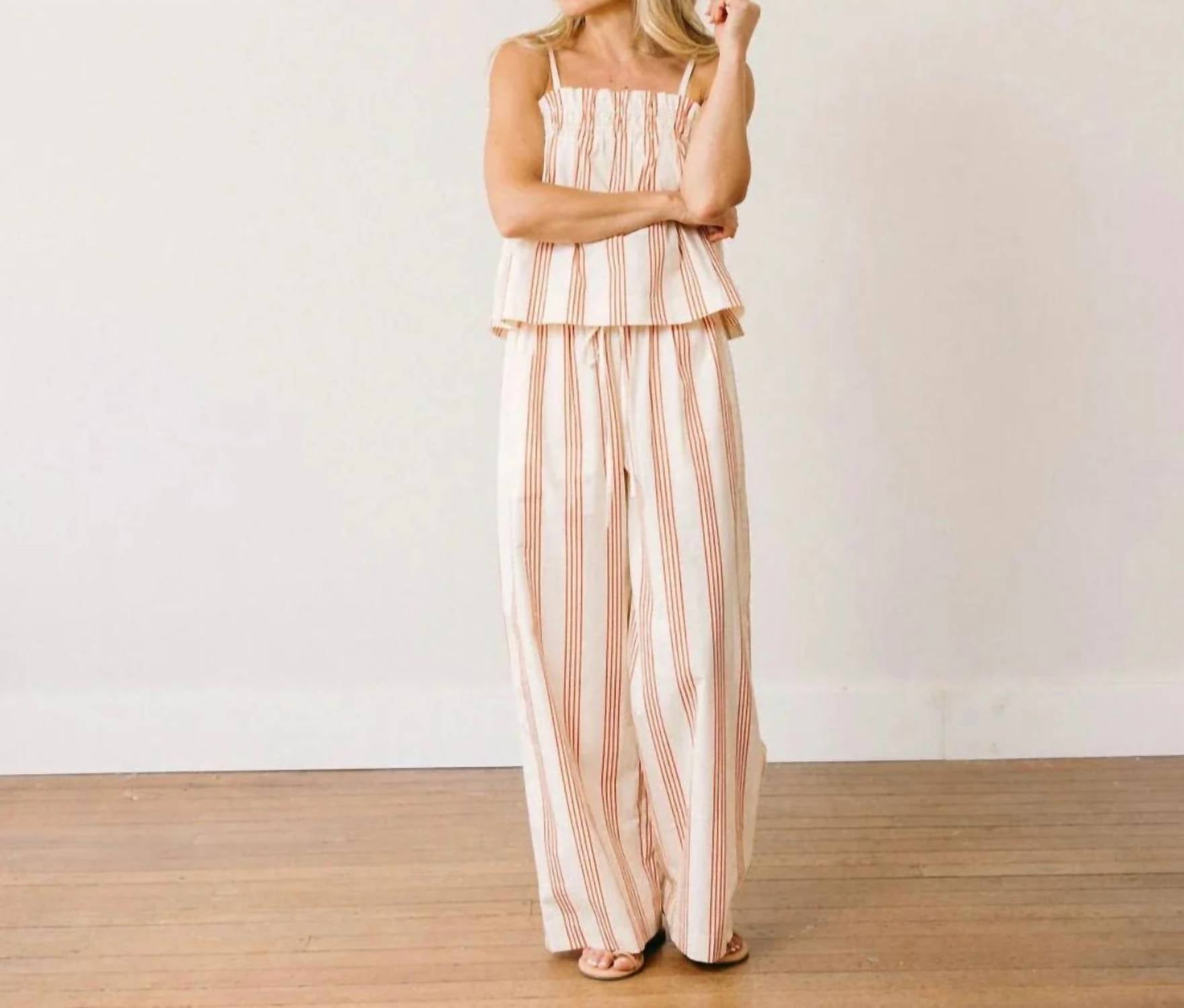Sunshine Tienda - Cherry Pinstripe Pant And Top Set