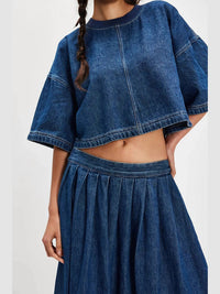 Free People Westley Denim Skirt Set in deep sea wash - women's skirt - view 4