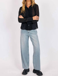 SAGE THE LABEL MEMBERS ONLY SHEER BLOUSE in black - women's blouse