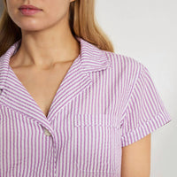 The Sleep Code Women's Ticking Stripe Short Pj Set in berry - women's item - view 4