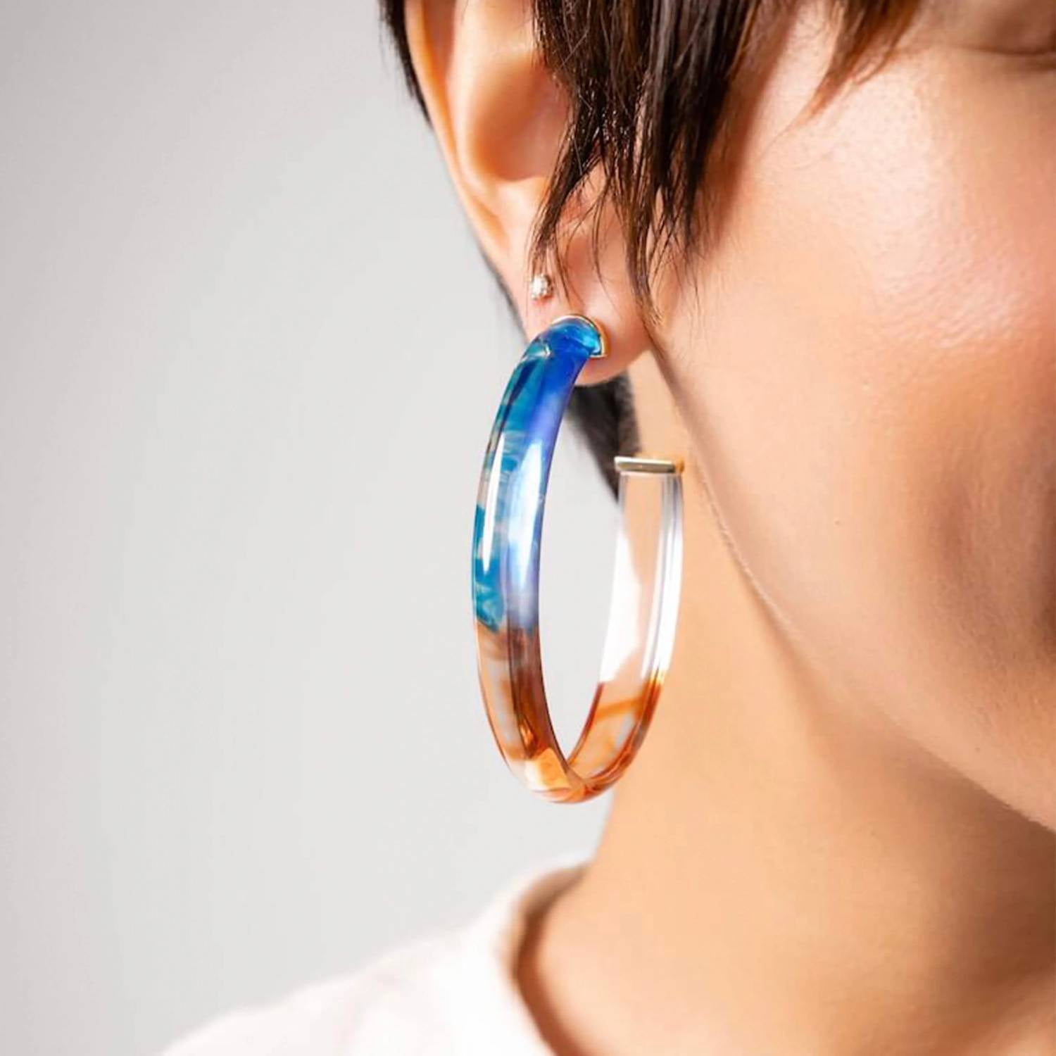 Gold & Honey - Women's Game Day Xl Oval Tie Dye Lucite Hoop Earrings