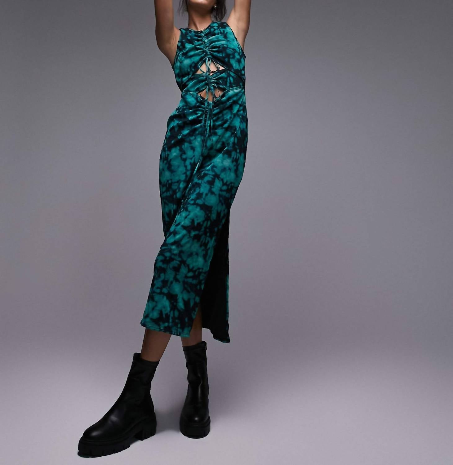 Topshop - Mesh Ruched Maxi Dress