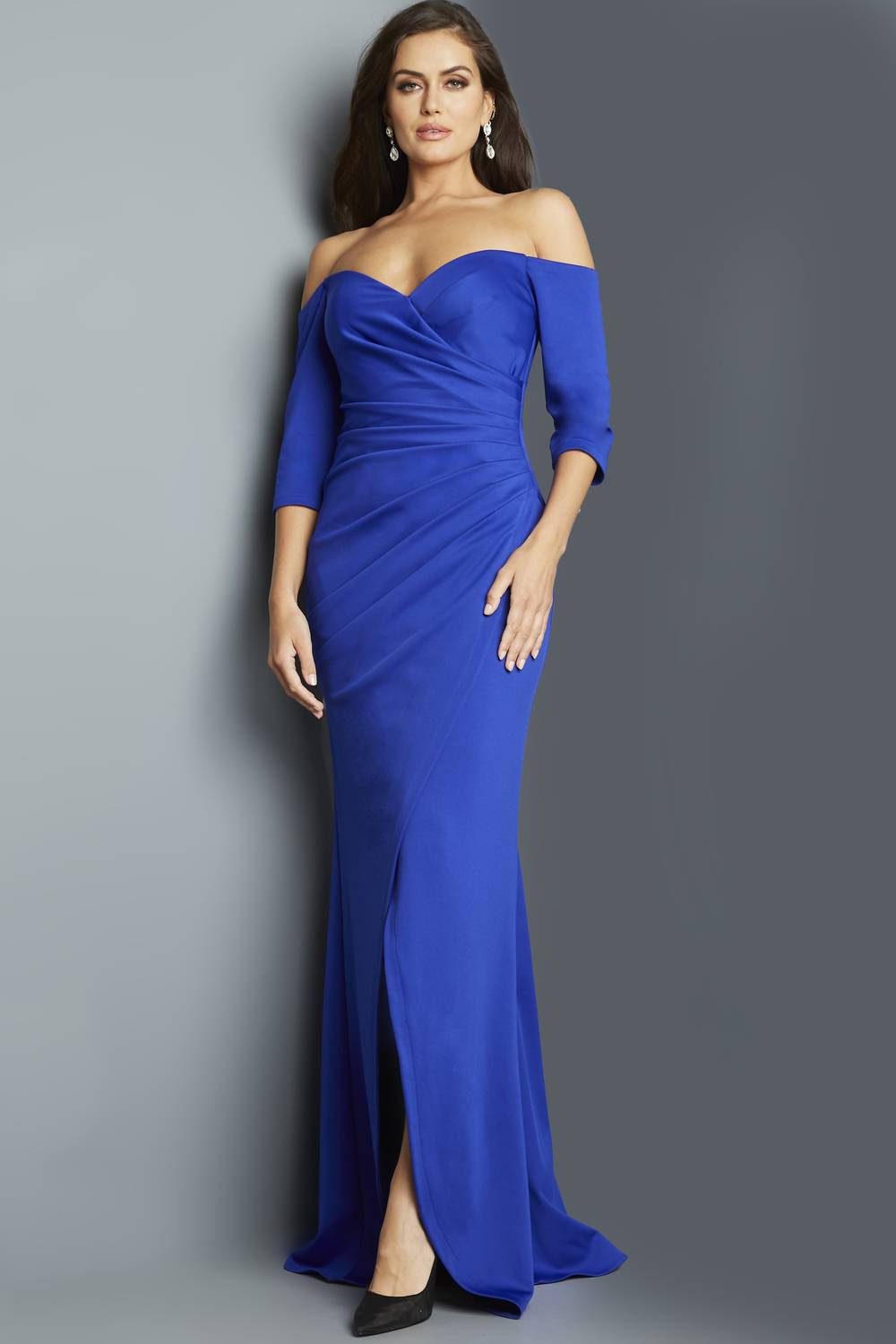 Jovani - Off The Shoulder Sheath Long Evening Gown