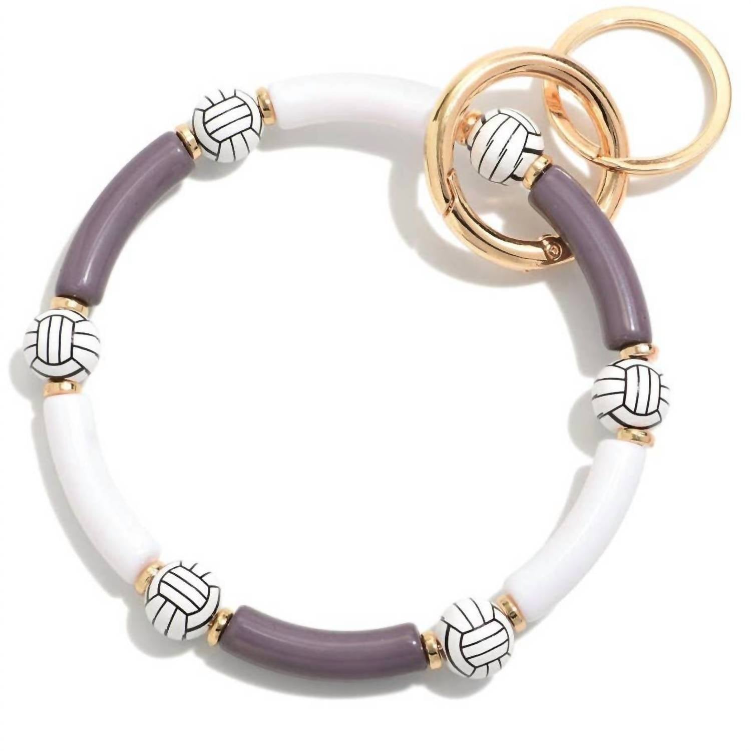 Judson & Co. - Volleyball Tube Beaded Bangle Keyring Key Chain