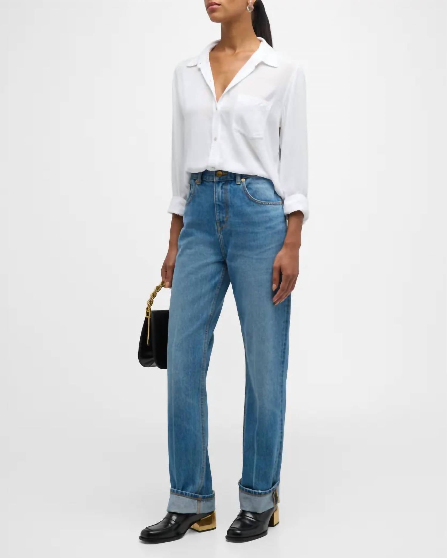 Rails Wren Button Front Shirt in white - women's long sleeve top - alternate view