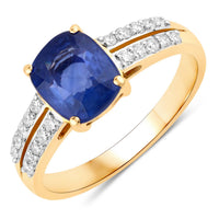 Diana M Jewels Women's Cushion Natural Sapphire Fashion Ring (2.54 Ct) - Signature in 18k yellow gold - women's jewelry