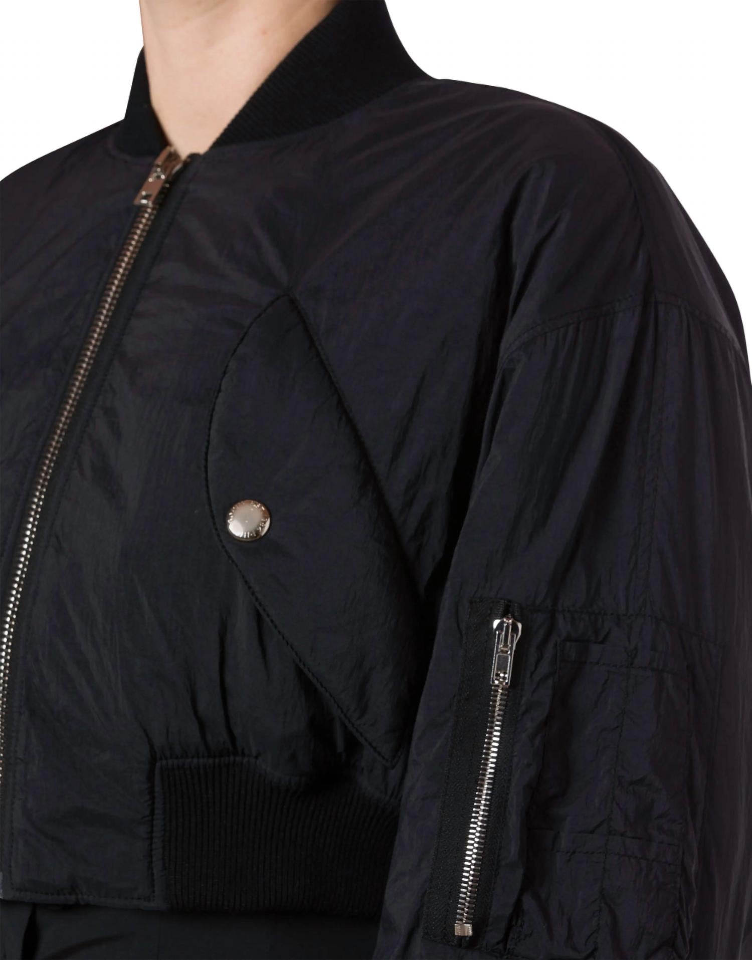 Nylon Cropped Bomber Jacket