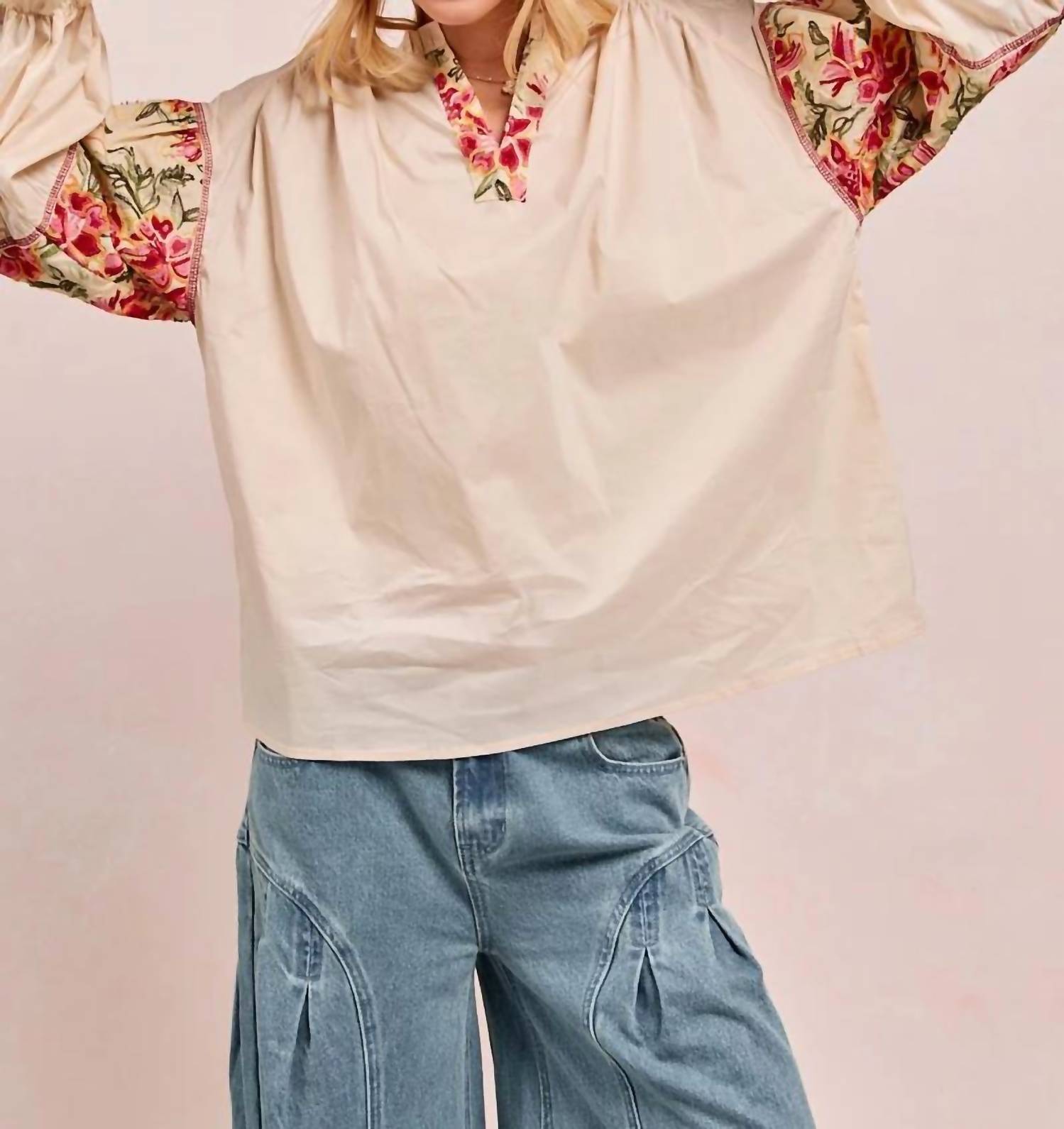 Bibi - Woven Sleeve Top