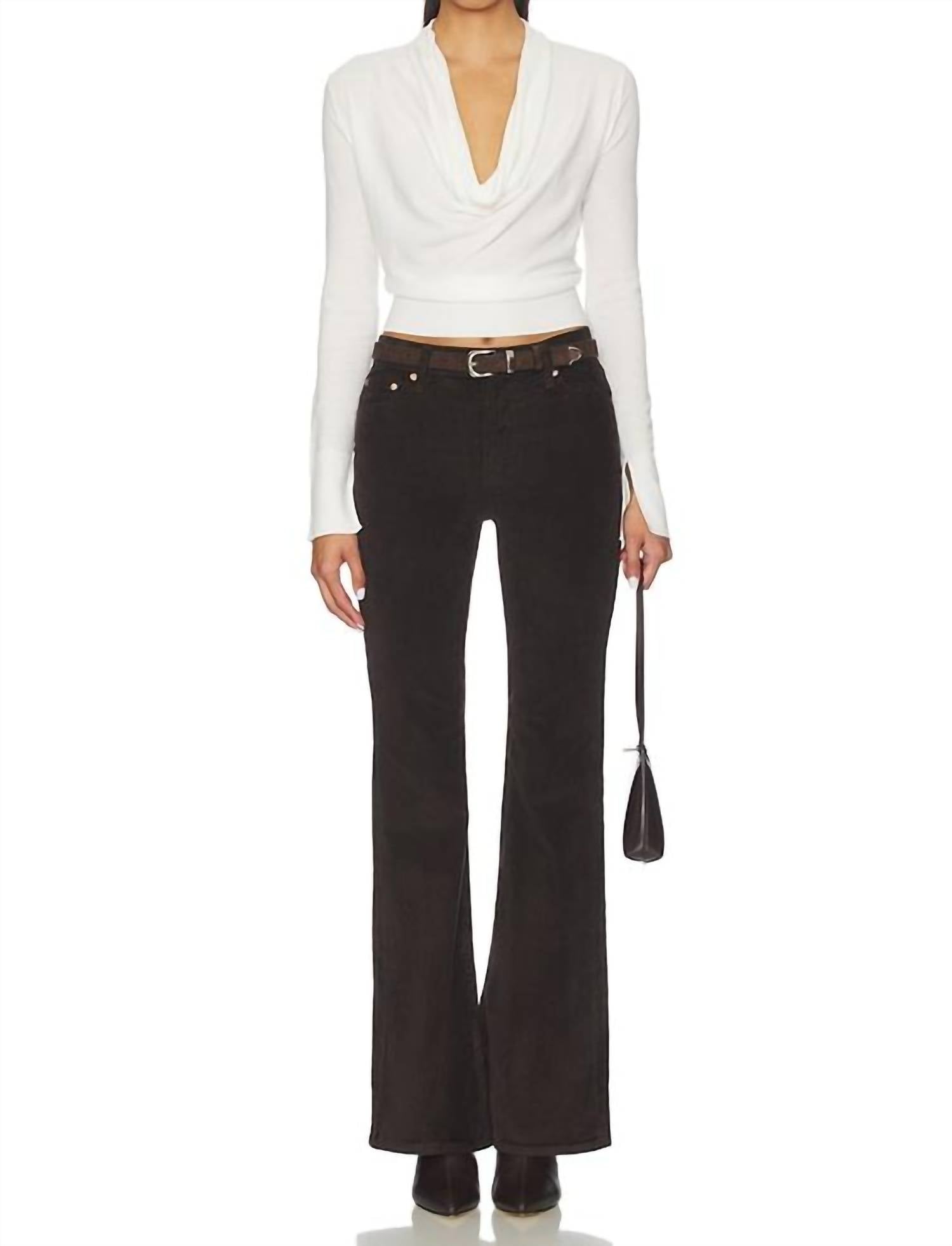 PISTOLA Kinsley Corduroy Flare Jeans in mocha - women's jeans - view 5