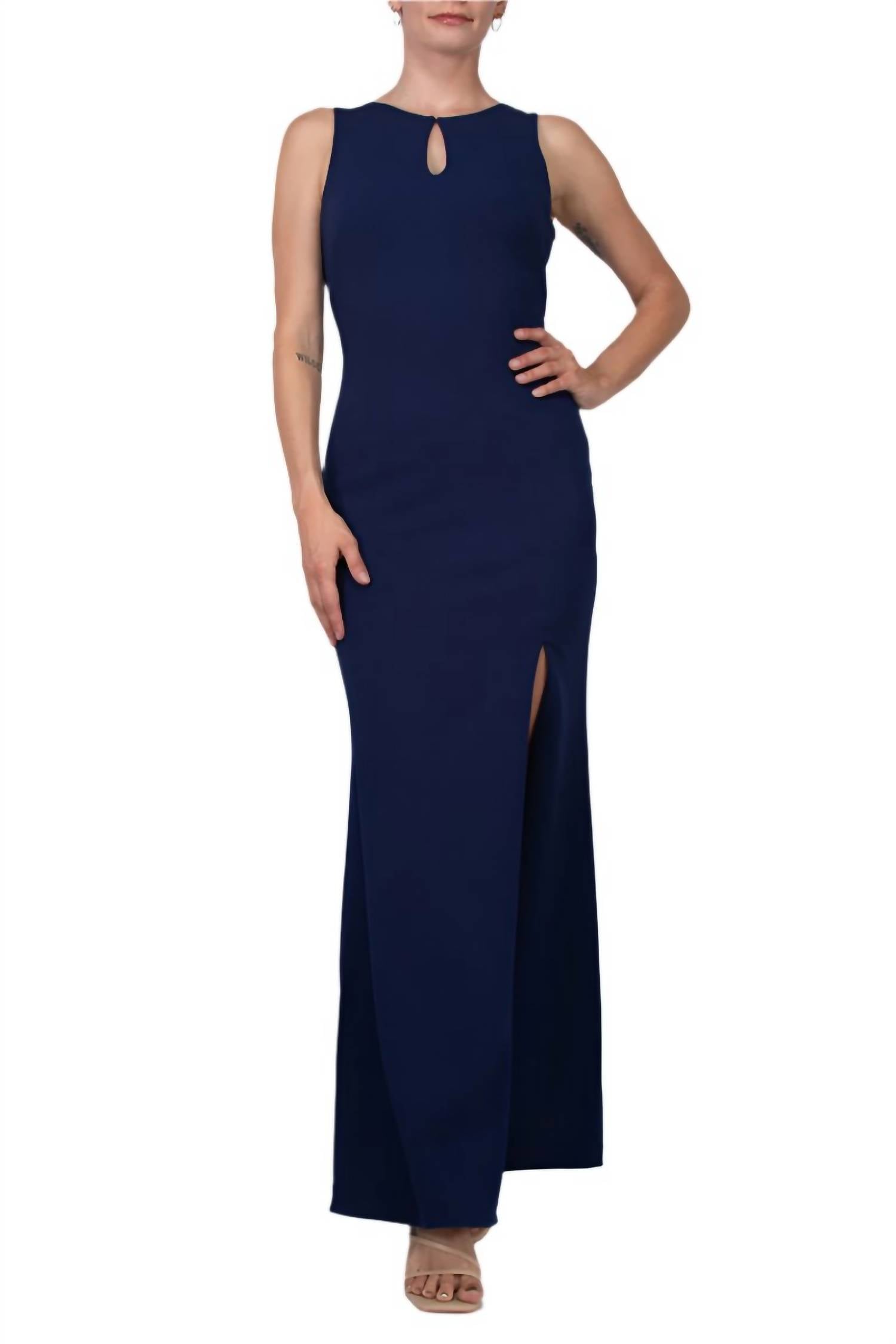 Aidan Mattox - Beaded Sequin Rhinestone Back Stretch Crepe Dress