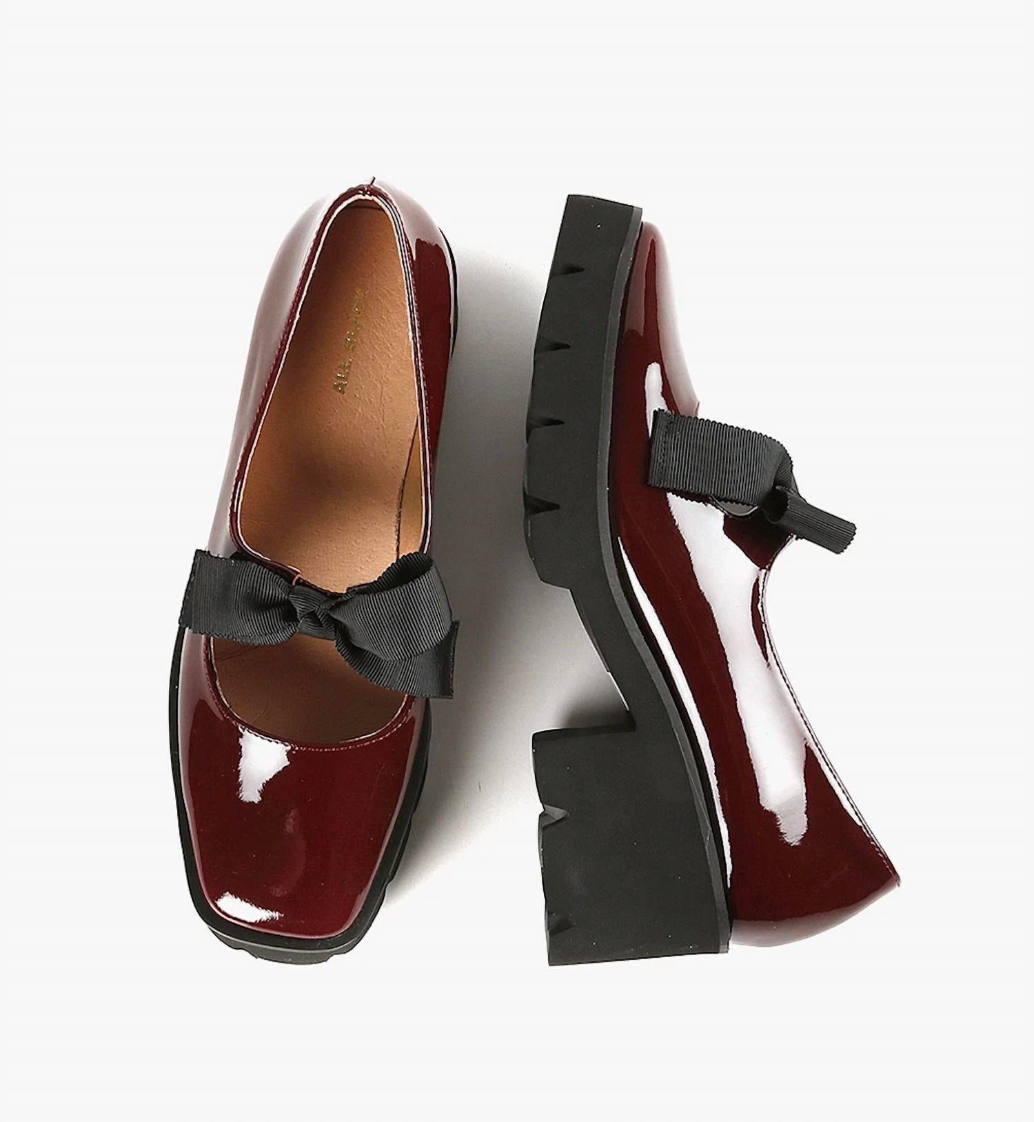 ALL BLACK Women's Tap And Lugg Loafers in wine - women's flats - alternate view
