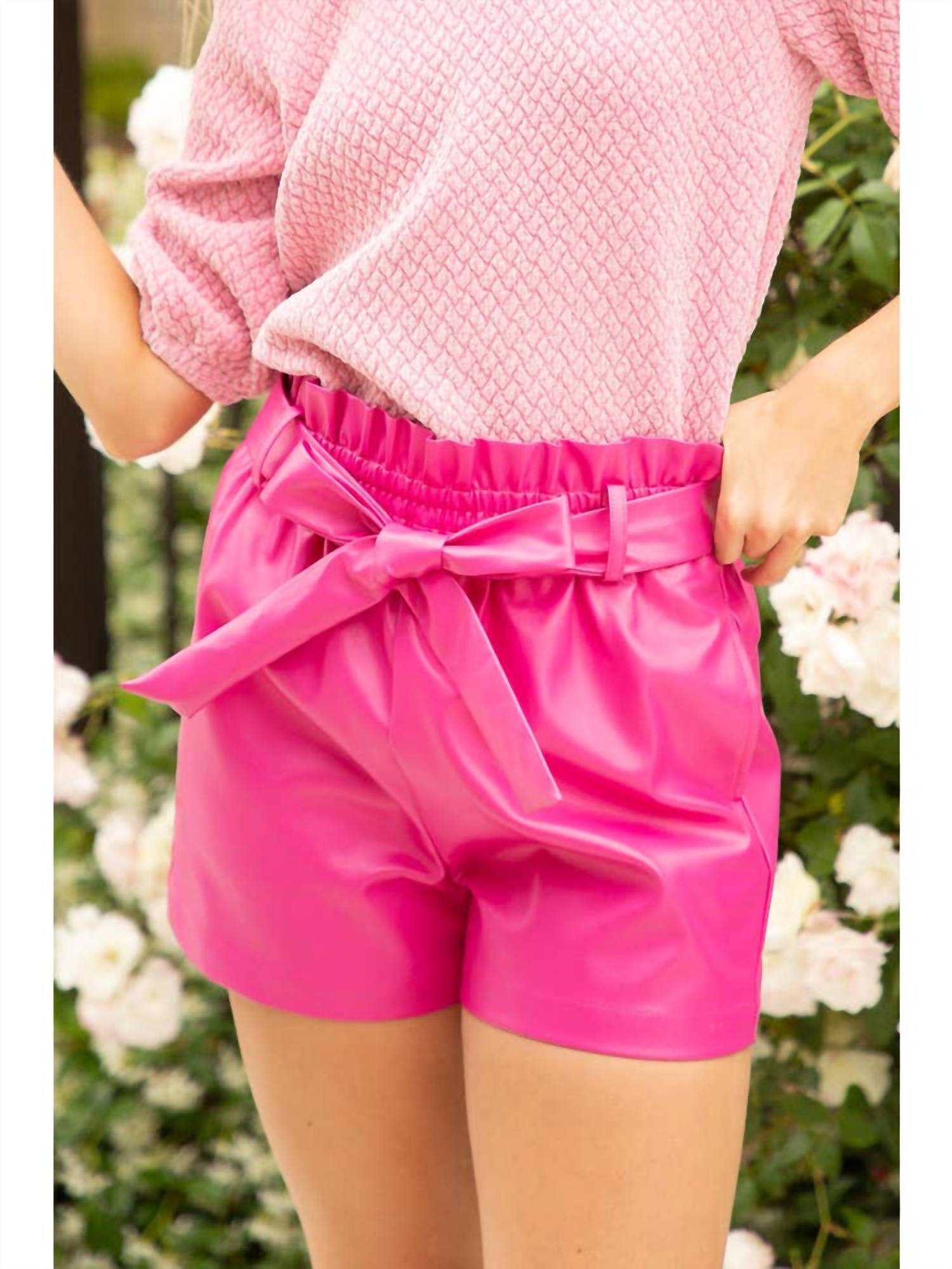 Voy - Kenzie Pleather Ribbon Shorts